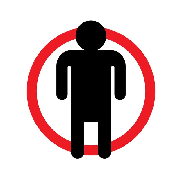 Vector vector flat man silhouette in red circle