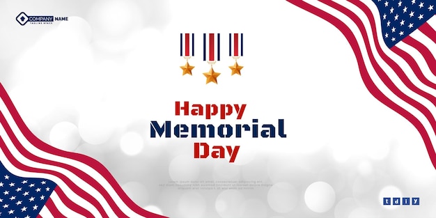 Vector flat memorial day new template design with bokeh effect