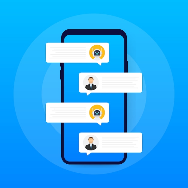 Vector flat modern style cartoon character illustration icon design. Chat bot robot concept on laptop screen