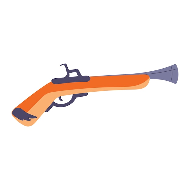 Vector flat musket Pirate gun Cartoon illustration