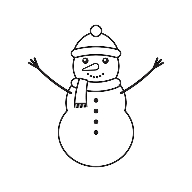 Vector vector flat outline snowman