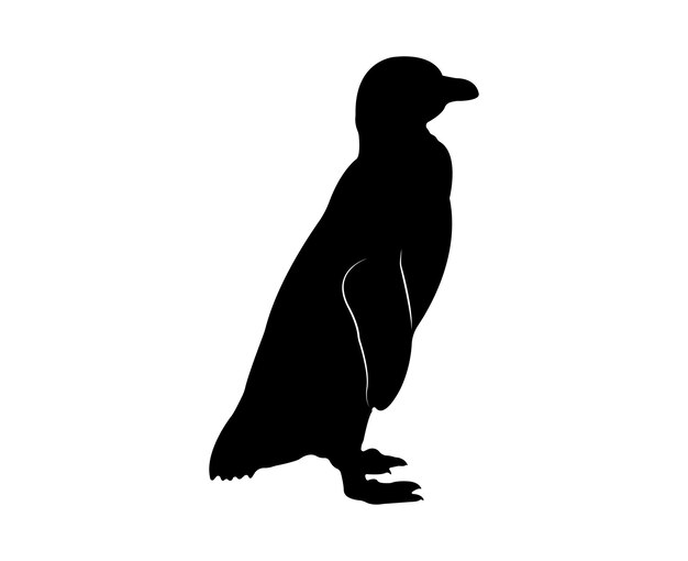 Vector flat penguin silhouette isolated on white background