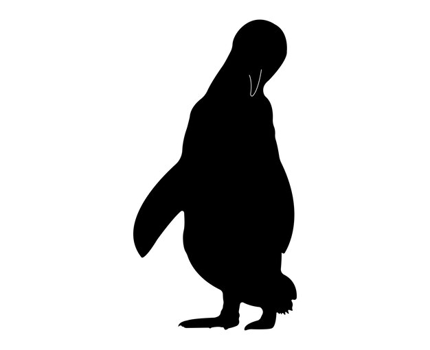 Vector flat penguin silhouette isolated on white background