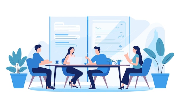 Vector flat people on business teamwork illustration flat illustration