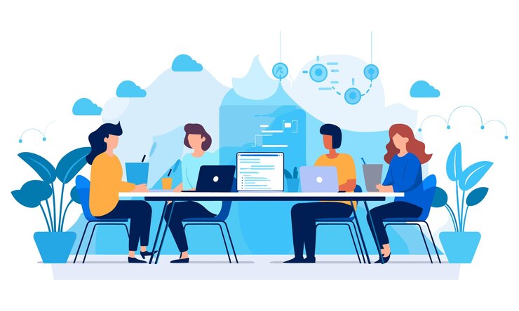 Vector vector flat people on business teamwork illustration flat illustration