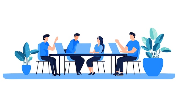 Vector vector flat people on business teamwork illustration flat illustration