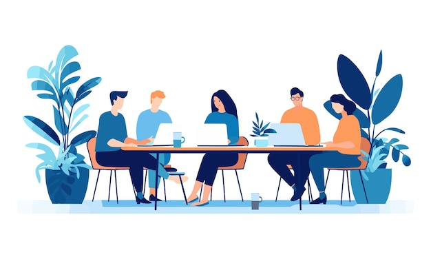 Vector vector flat people on business teamwork illustration flat illustration