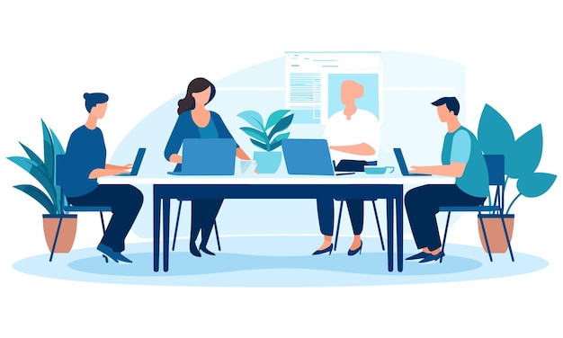 Vector flat people on business teamwork illustration flat illustration