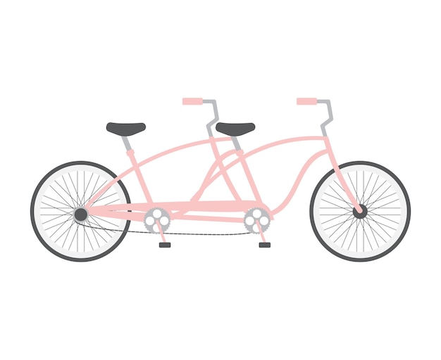 벡터 플랫 핑크 더블 쌍 자전거