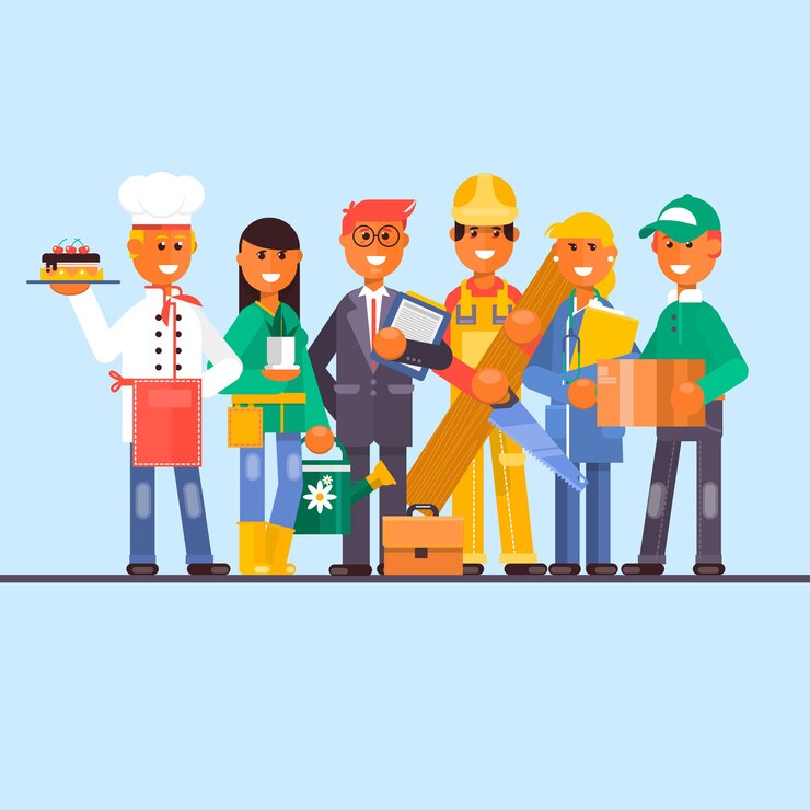 वेक्टर vector flat professional worker icon set
