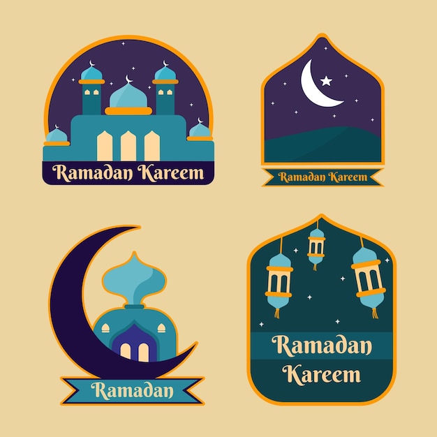 vector flat Ramadan badge collection