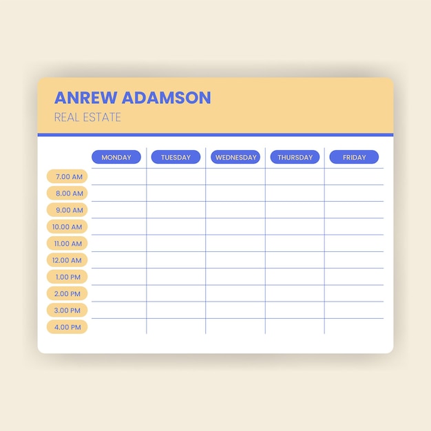 Vector flat real estate template schedule