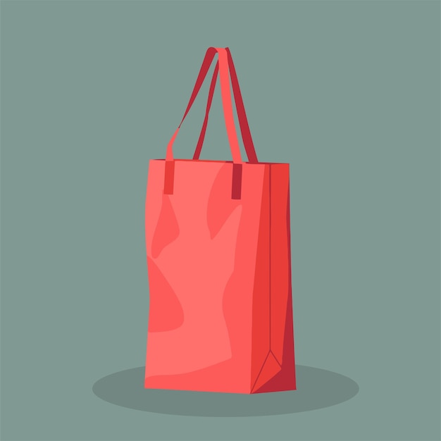 Vector flat red bag for shopping 4