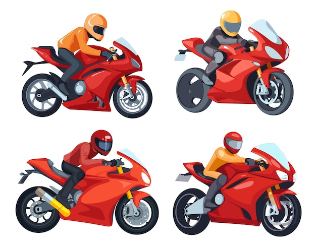 vector flat red heavy motorcycle white background isolated illustration minimal clipart vector