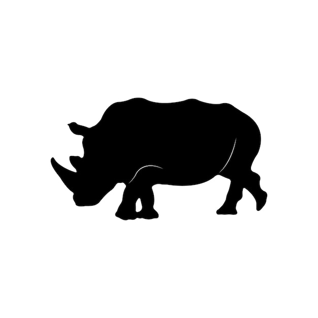 Vector flat rhinoceros silhouette isolated on white background