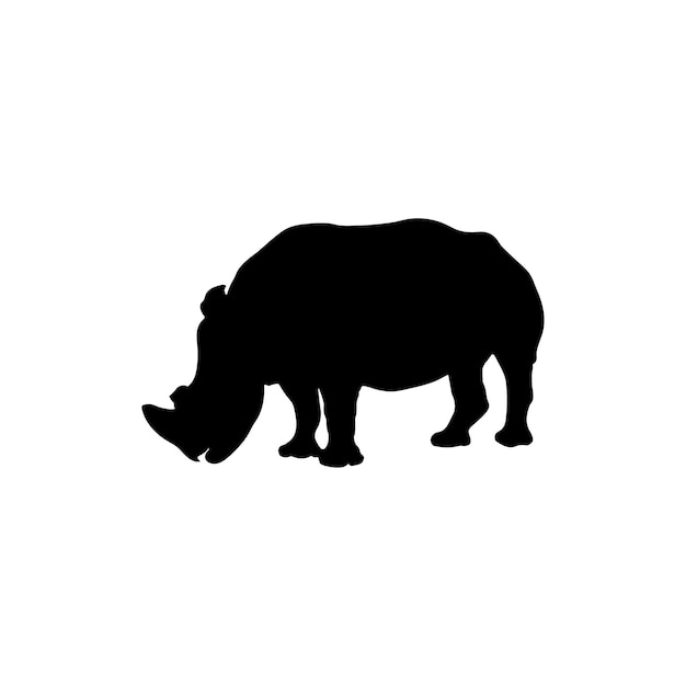 Vector vector flat rhinoceros silhouette isolated on white background