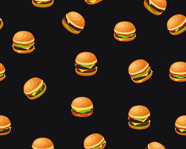 Vector vector flat seamless texture pattern burgers