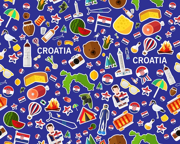 Vector flat seamless texture pattern croatia