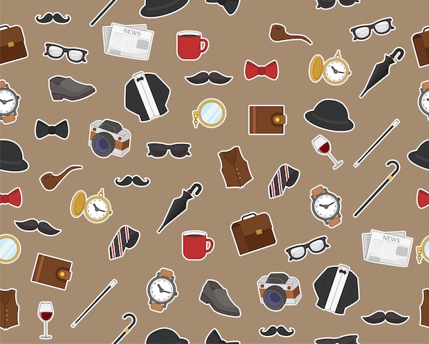 Vector flat seamless texture pattern Gentleman