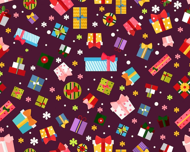 Vector vector flat seamless texture pattern gift box.