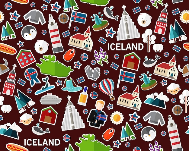 Vector vector flat seamless texture pattern iceland