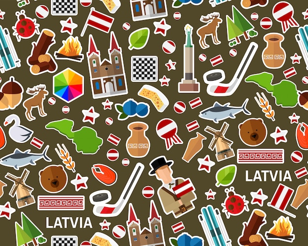 Vector flat seamless texture pattern latvia