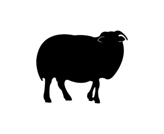 Vector flat sheep silhouette isolated on white background