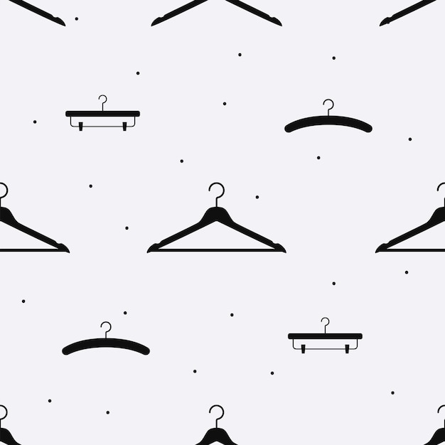 Vector vector flat silhouette hand drawn seamless pattern with hangers