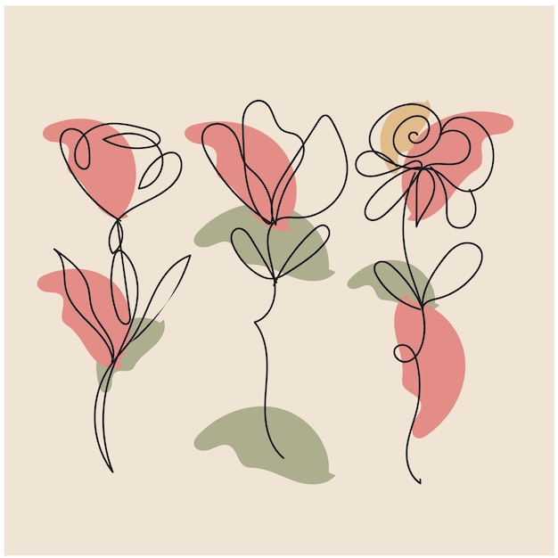 vector flat simple flower outline illustration