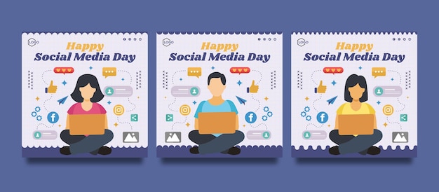 Vector flat social media day illustration