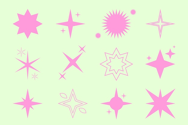 Vector vector flat sparkling star collection