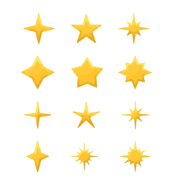 Vector flat star illustration collection