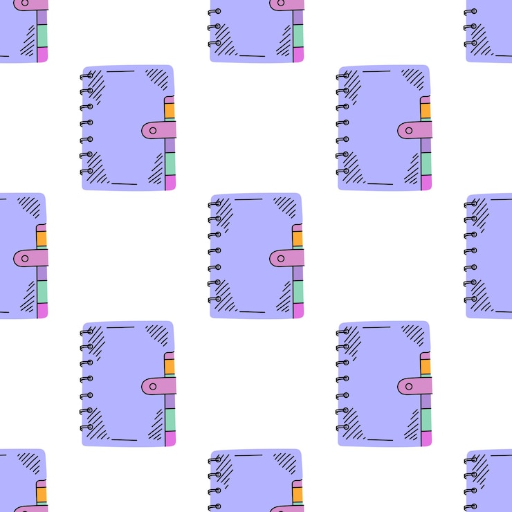 Vector vector flat style school and office supplies illustration notepads notebook seamless pattern back to school school essential illustration