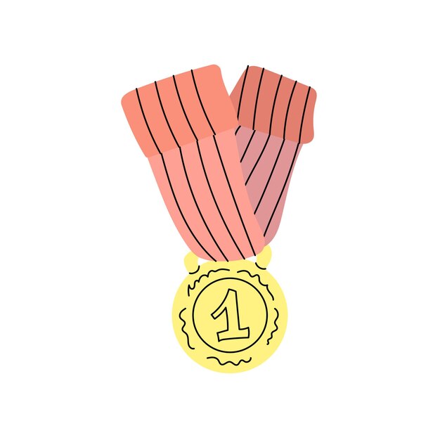 Vector vector flat style sport and school illustration first place medal back to school