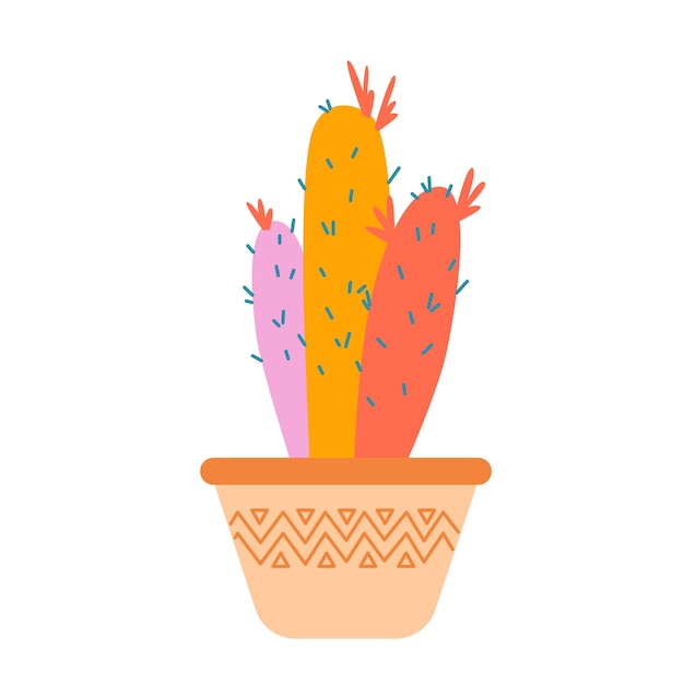 Vector flat succulent cactus house plant