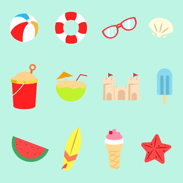 Vector Flat Summer Vibes Element-collectie