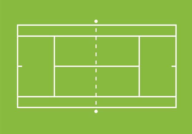 Vector vector flat top view van een witte tennisbaan