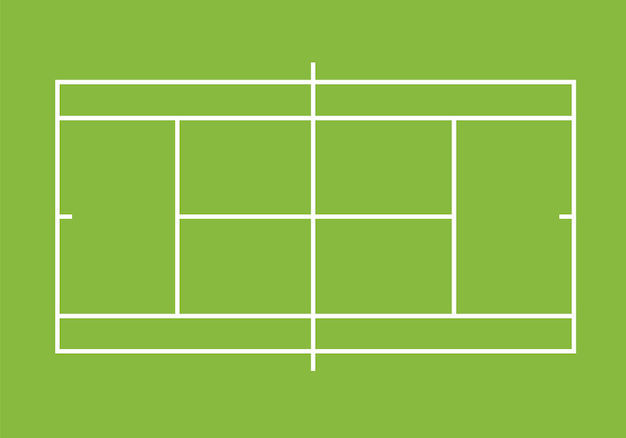 Vector vector flat top view of white tennis court