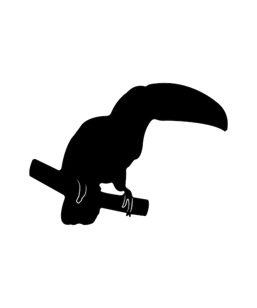 Vector flat toucan silhouette isolated on white background