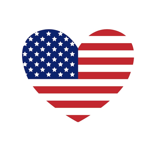 Vector flat the USA American flag heart