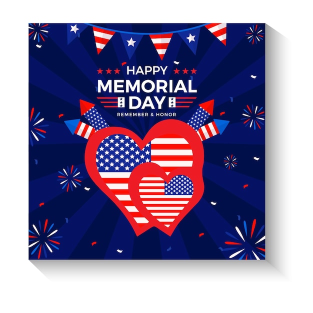 Vettore vettore piatto usa memorial day illustrazione