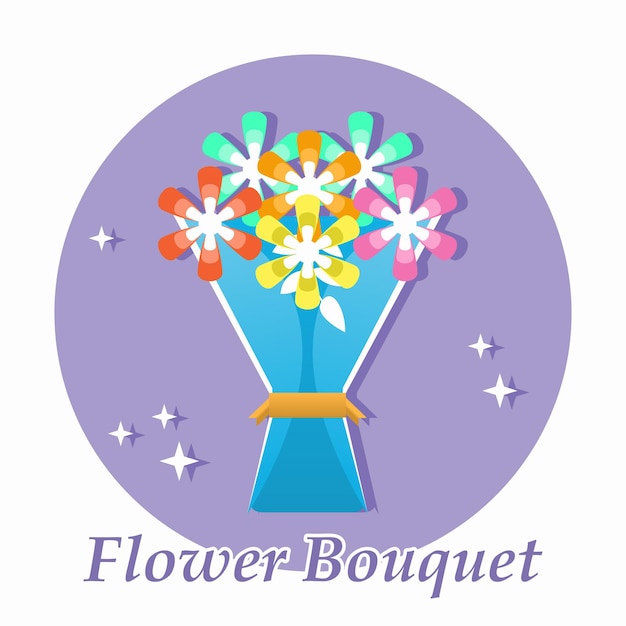 vector flat valentines day flower bouquet illustration