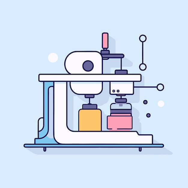 Vector of a flat vector icon of a machine with a bottle of liquid on top