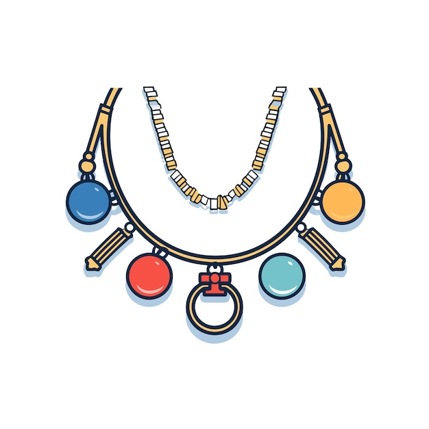 Vector of a flat vector icon of a necklace with hanging beads