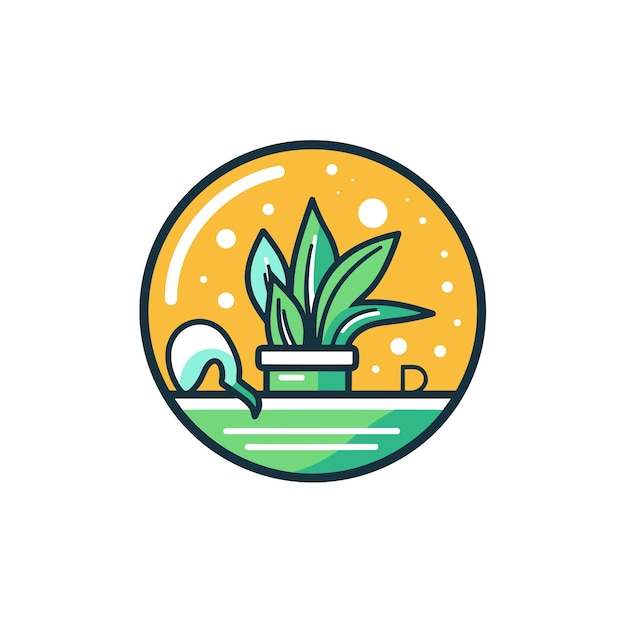 Vector of a flat vector icon of a potted plant sitting on a table