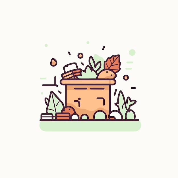 Vector of a flat vector icon of a potted plant on a table