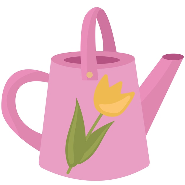 Vector flat vector illustration  watering can isolated on white background. Gardening tools