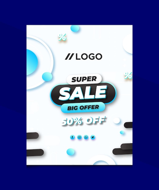 vector flat vertical sale poster template vector gradient sale poster