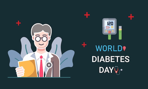 Векторный плоский всемирный день диабета