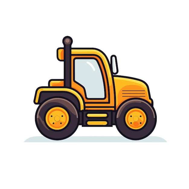 Vector of a flat yellow and black tractor on a white background